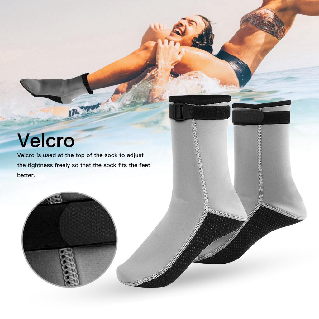 HISEA Snorkeling Socks Anti skid Anti cold for Swimming Diving 3MM Thickness(Grey XL)