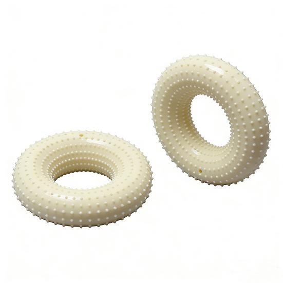 Donut Dog Chew Toy Interactive Squeaky Dog Teeth Cleaning Toy Textured Donut Low Noise Teething Toy for Puppies Aggressive Chewers