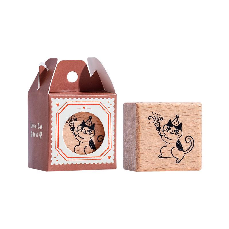 Adorable Cat Wooden Stamp for Diary & DIY Decoration - Choose from 8 Styles