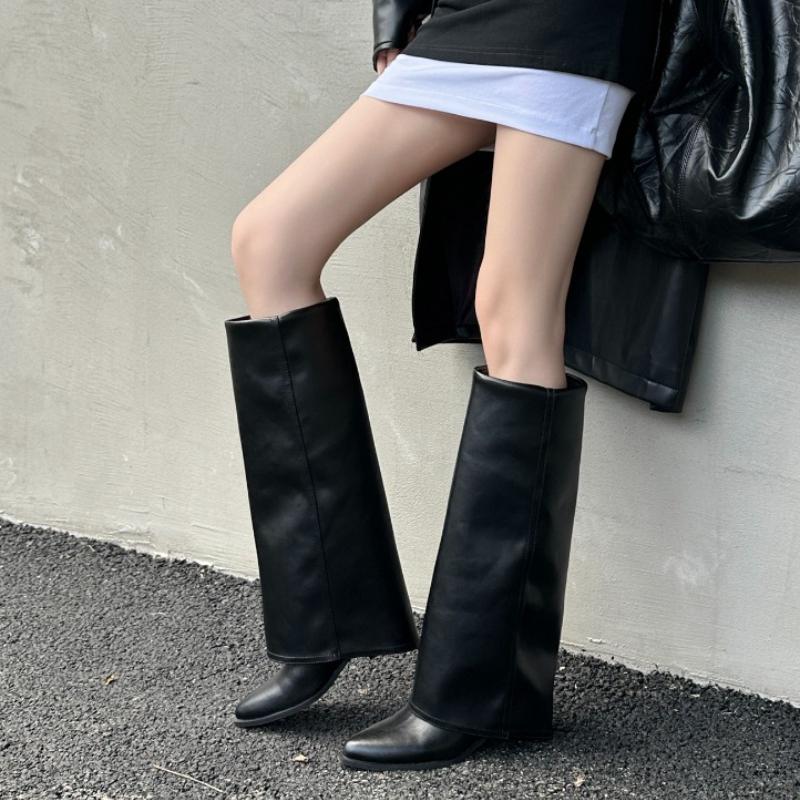 Fashion Autumn Winter Pointed Toe Women High Boots Street Style Banquet Party Dress Woman Pipe Long Boots Goth Botas Mujer