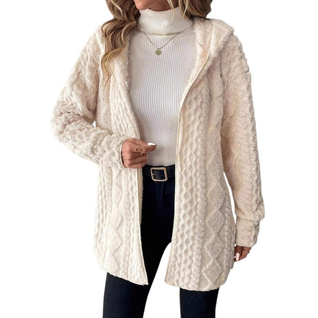 Womens Winter Coats Warm Plush Jackets Open Front Long Sleeve Cardigan Trendy  Fuzzy Outerwear