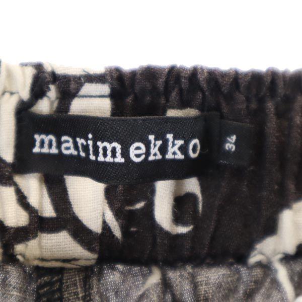 marimekko linen Overall handle Pants 34 black Waist rubber Women Used