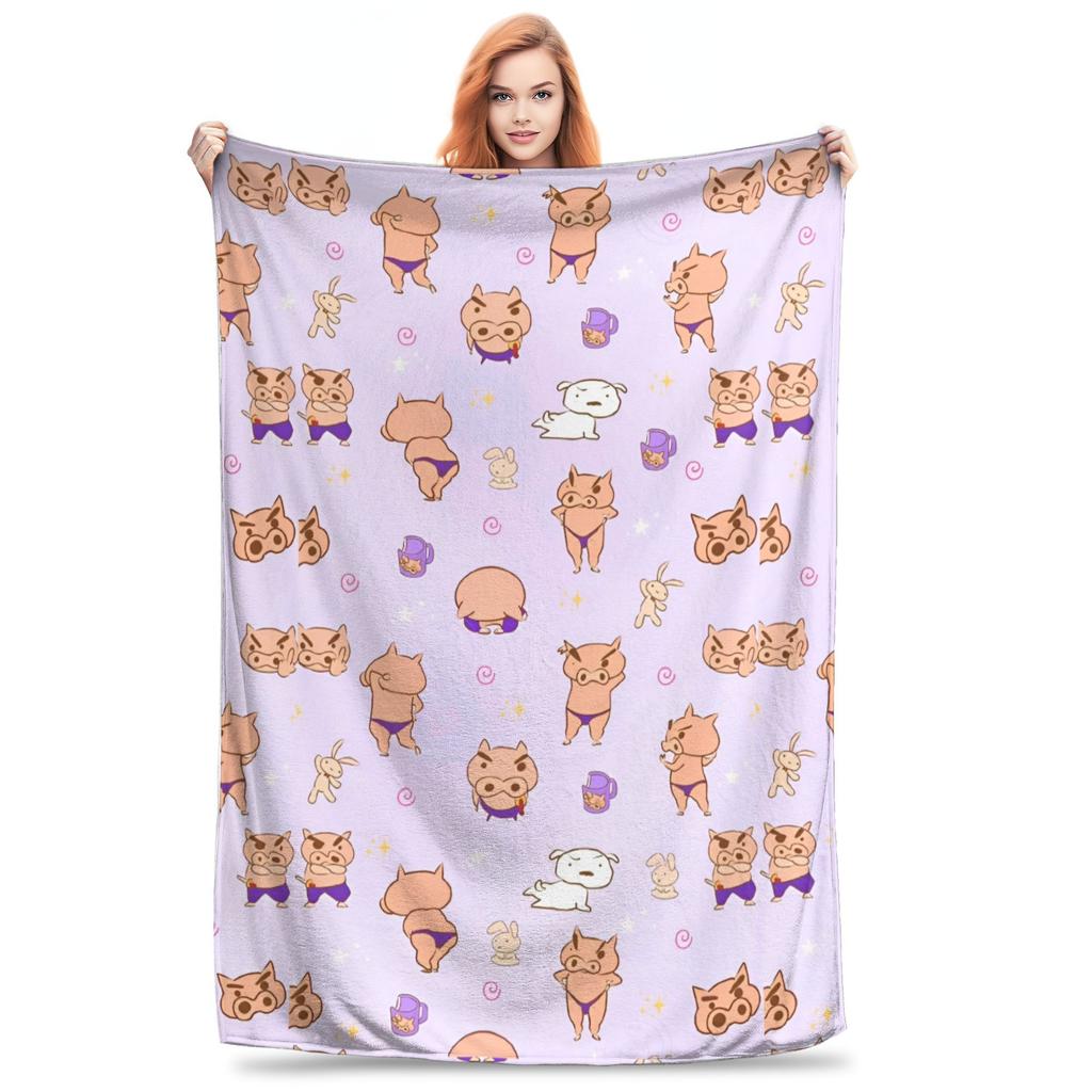 Buriburizaemon Decke Mehrere Größen Superweich und Warm Anime Cartoon Überwürfe für Sofa Couch und Bett