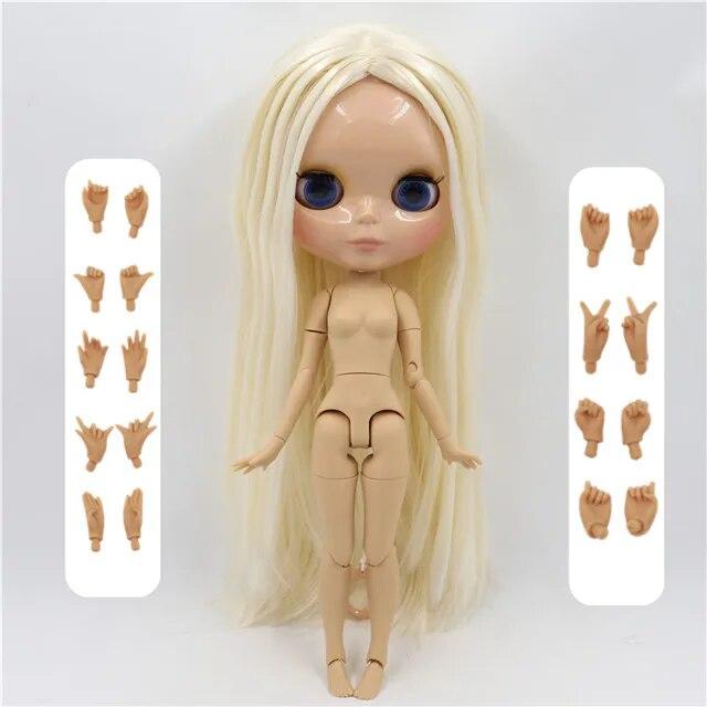 ICY DBS Blyth Puppe Joint Body Blassblond Mix Weißes Haar 30cm 1/6 BJD Spielzeug Super Schwarze Haut Tan Haut Glänzendes Gesicht Anime Mädchen Geschenk