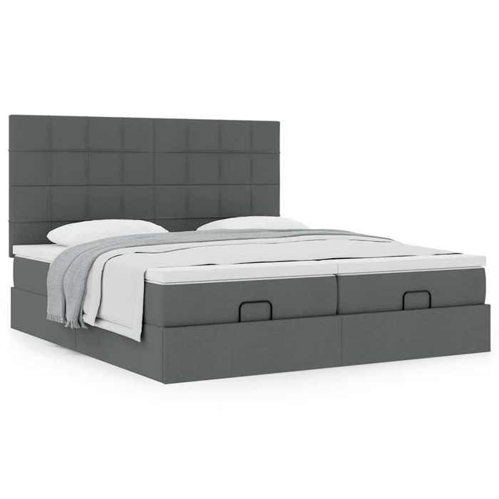 Cadre de lit ottoman - Maison Exclusive - 160x200 - Tissu gris foncé - Rangement hydraulique - Matelas à ressorts