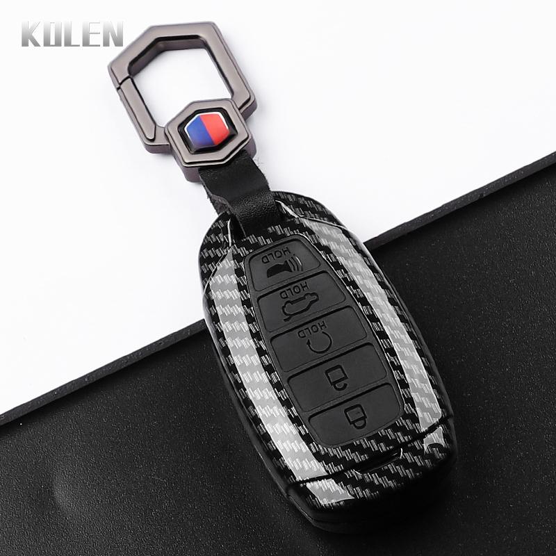 Abs Carbon Fiber Style Car Key Case Cover Hyundai Elantra Grandeur Accent Solaris Sonata Palisade Kona Creta I20 I30 Ix35 Ix25