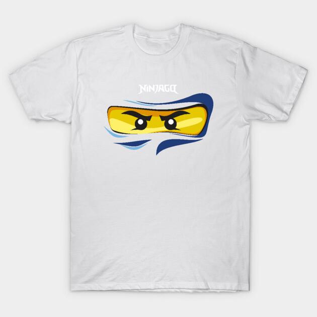 Talla Asiática Hombre Camiseta Negra Estampada Ninjago Ojos Ninja Azul Jay Fanart Camiseta Hecha por Fans Impresión con Papel de Transferencia Sin Corte Camiseta de Algodón