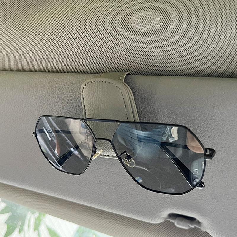 Car Glasses Holder Eyeglass Mount Glasses Hanger Clip PU Leather Car Glasses Holder Protective Sunglass Visor Clip Eyeglasses