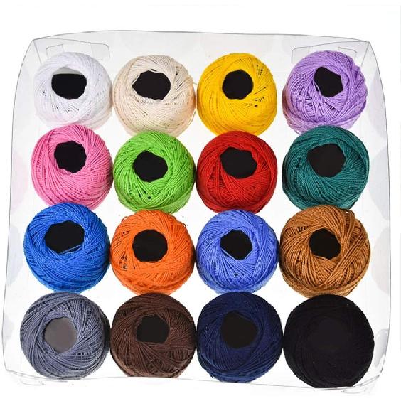 16 Roll Embroidery Thread Set - Assorted Colors Cotton Floss for Cross Stitch and Craft Projects, Ideal for Home Gift Making and Diy Embroidery