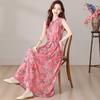 Vestido Elegante com Estampa Floral Plus Size para Mulheres de Meia-idade Vestido Longo de Algodão de Verão