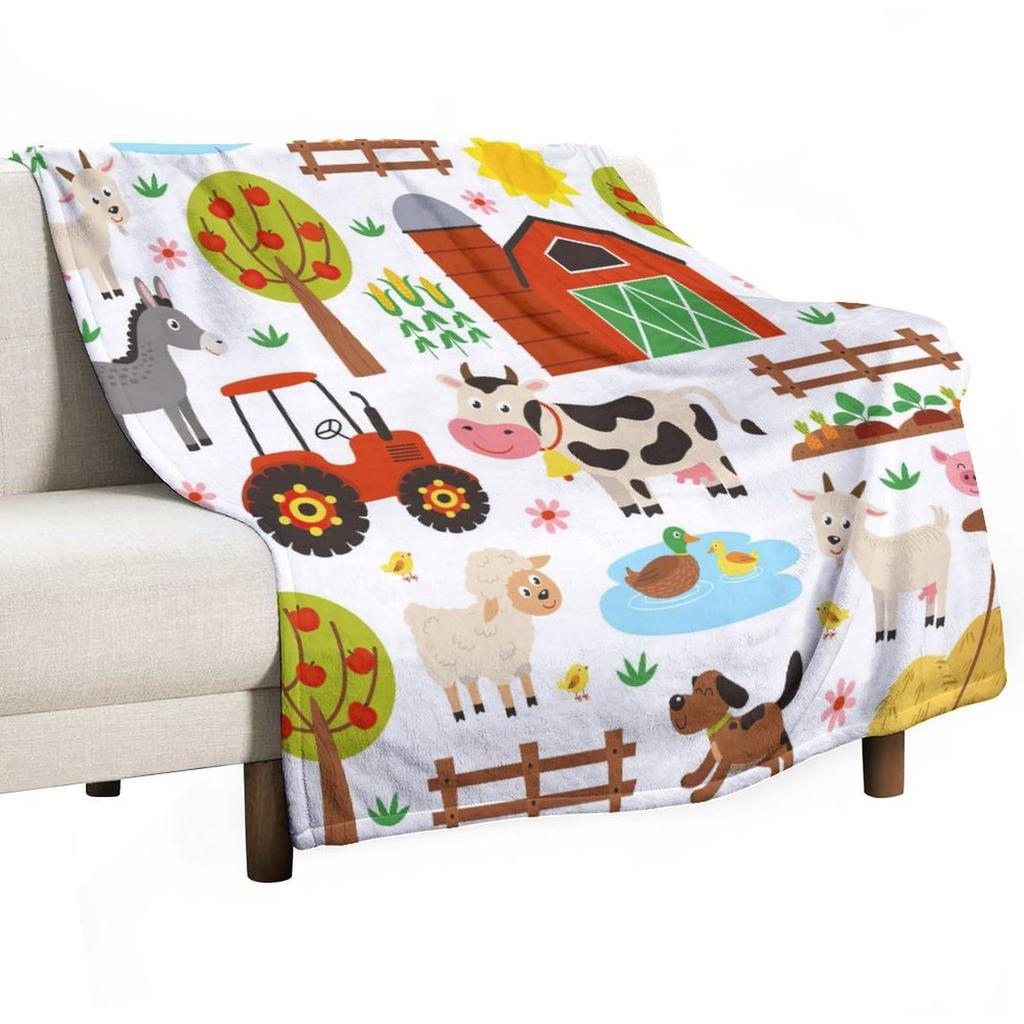 Farm Animal Tractor Blanket Flannel Cartoon Animal Blanket Lunch Break Four Seasons Sofa Office Blanket
