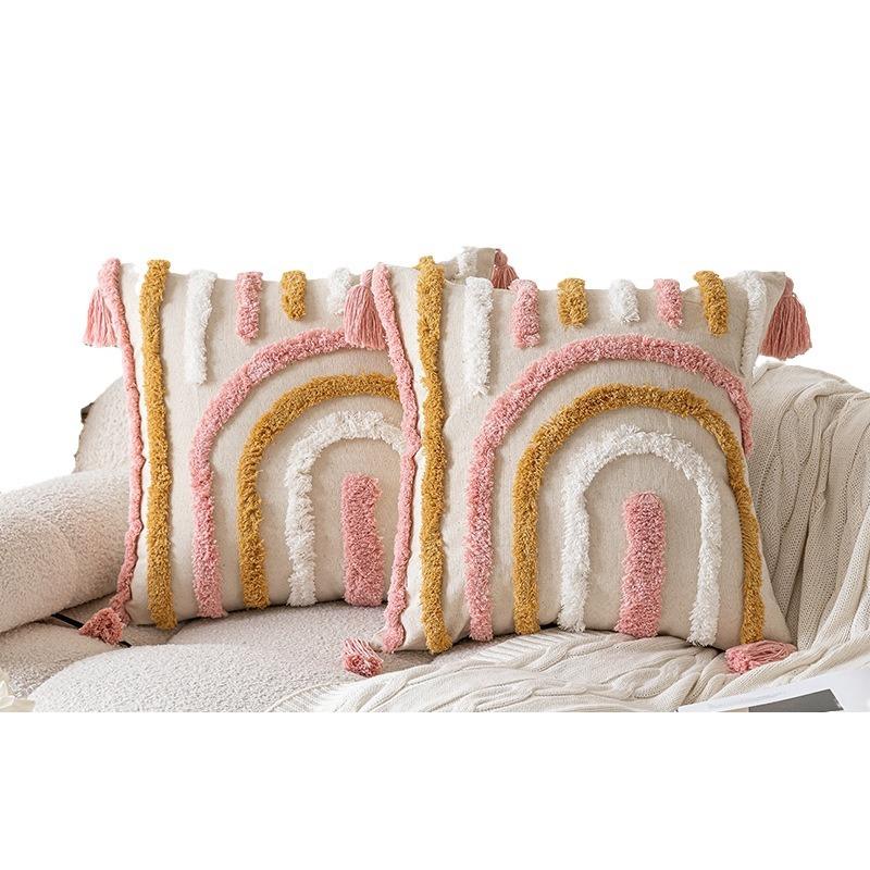Ins Style Pink Tufted Sofa Pillow New Home Fresh Love Style Removable Pillow Case Combination Premium Durable Quality