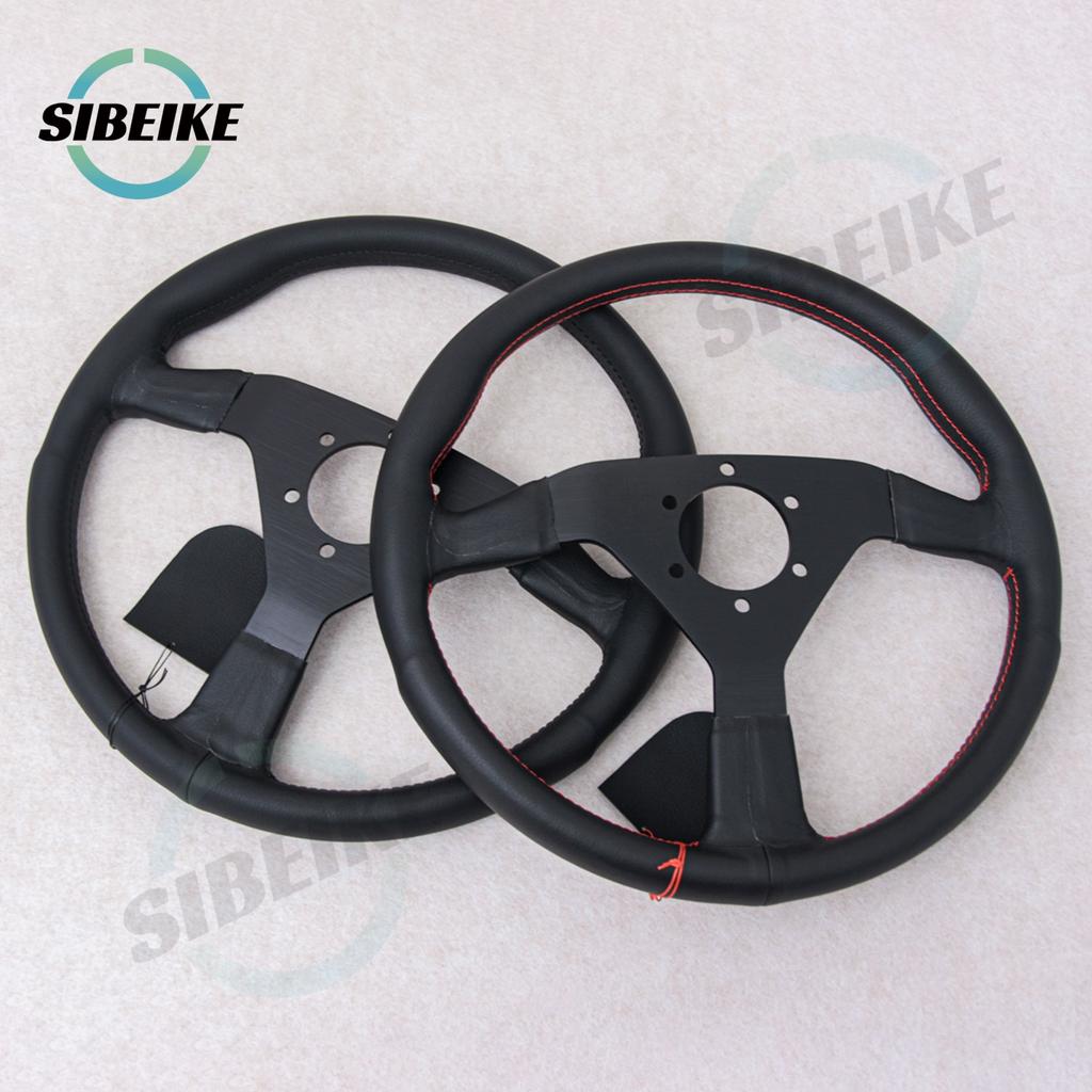 SIBEIKE Montecarlo Style Leather Steering Wheel 14inch JDM Modified Car Sports Racing Steering Wheel