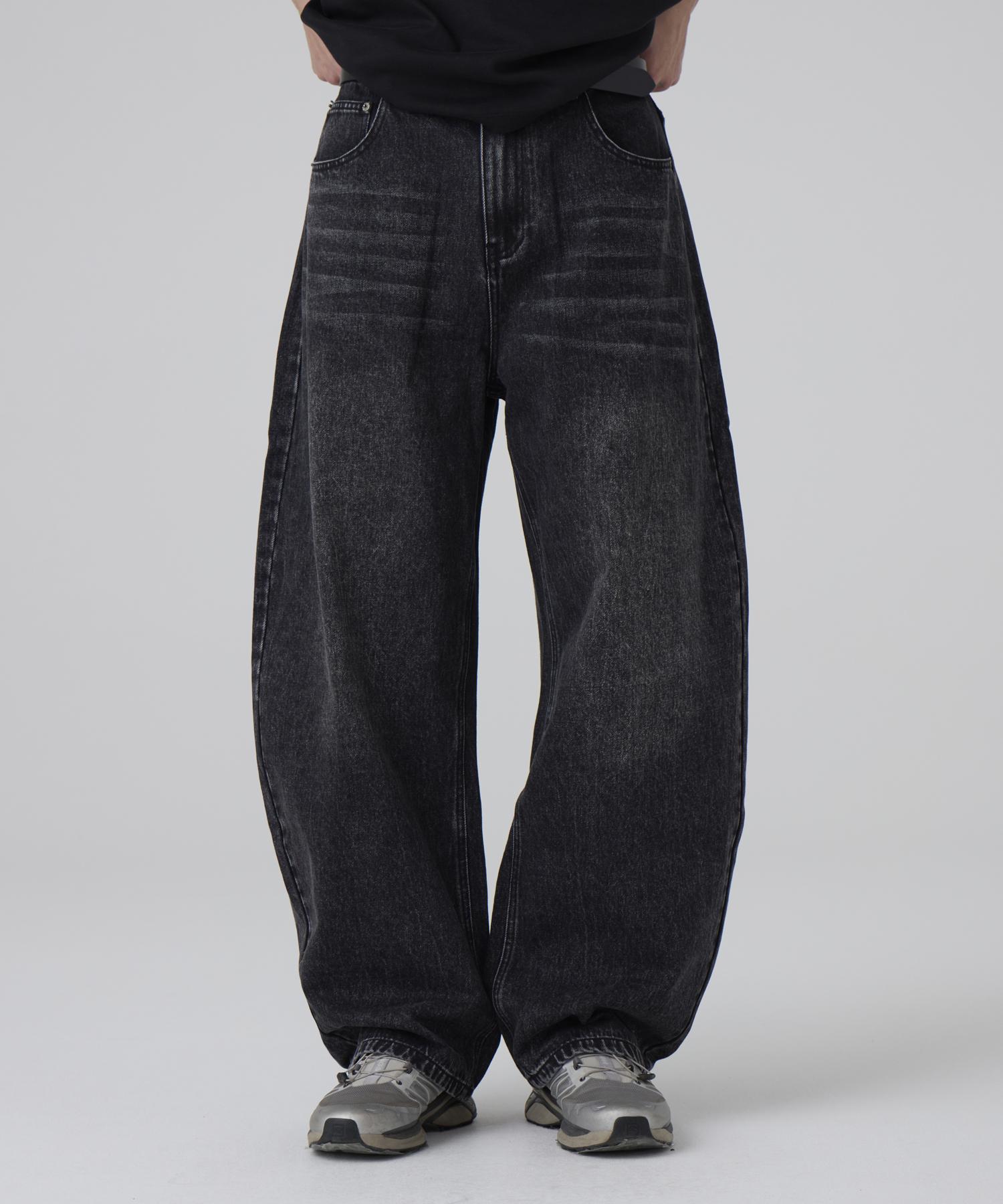 Un Outfit Washed Semi-Balloon Fit Denim Pants Black Denim Start/S(28)