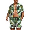 Men's Hawaiian Shirt Set Short-Sleeve Shirt Hawaiian Casual 3D Linen Palm Print Set