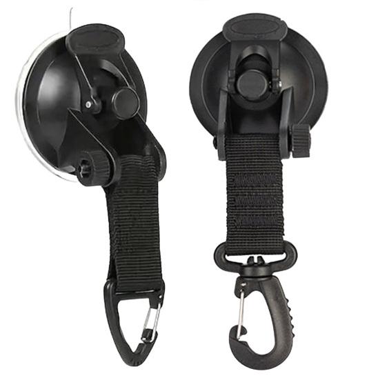 1/4Pcs Heavy Duty Suction Cup with Hook & Nylon Webbing, Securing Hook Tie Down for Glass Window, Outdoor Car Awning Camping Trap Accessories
