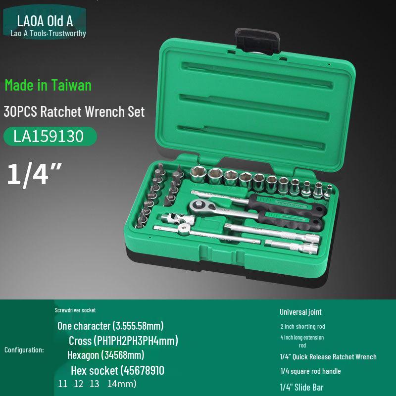 Taiwan Multi-Functional Ratchet Socket Wrench Set for Auto Repair and Maintenance