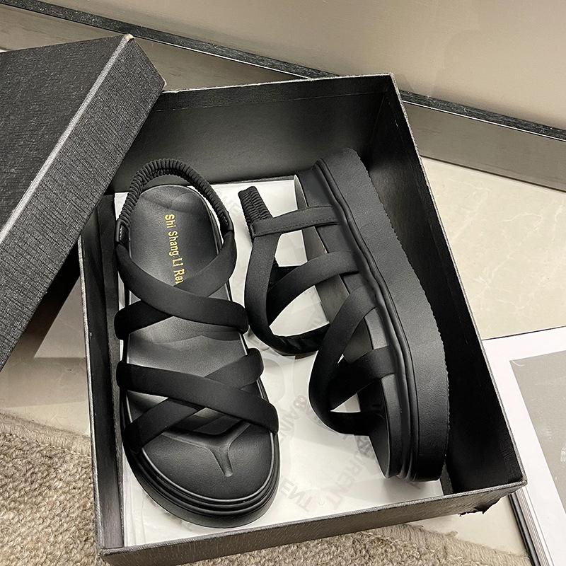 Open-toed Sandals Women's Summer New Versatile Niche Retro Muffin Bottom Thick-soled One-pedal Roman Shoes Women