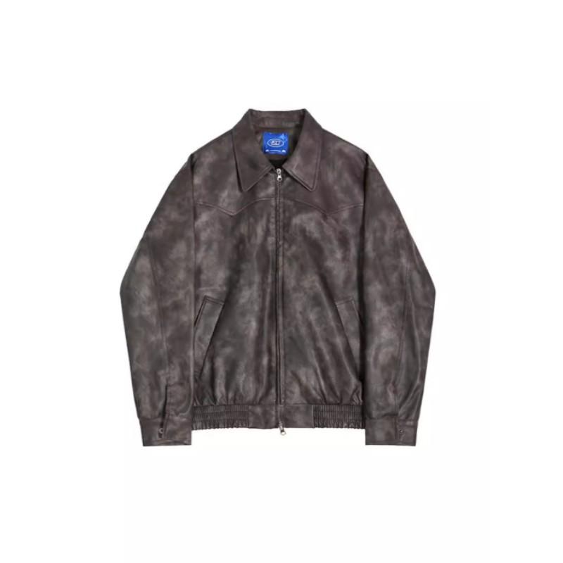 

Мужская весенне-осенняя винтажная легкая куртка из искусственной кожи коричневого цвета с эффектом потертости и стиркой, на молнии, повседневная одежда 2XL