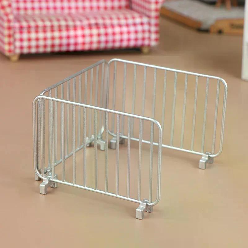 1:12 Dollhouse Simulation Metal Traffic Protective Fence Railing Dollhouse Mini Station Decoration Micro Scene Construction Prop