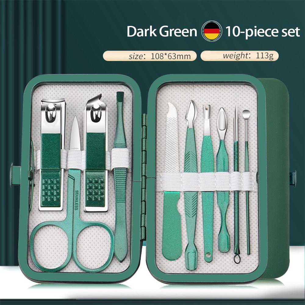 

Темно-зеленый набор маникюрных кусачек из нержавеющей стали с кусачками для удаления кутикулы и инструментами для ногтей