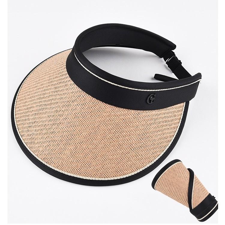 Vinyl Empty Top Hat Women'S Summer Sun Protection Straw Hat Uv Protection Big Brim Cycling Roll Sun Hat Uv Sun Hat