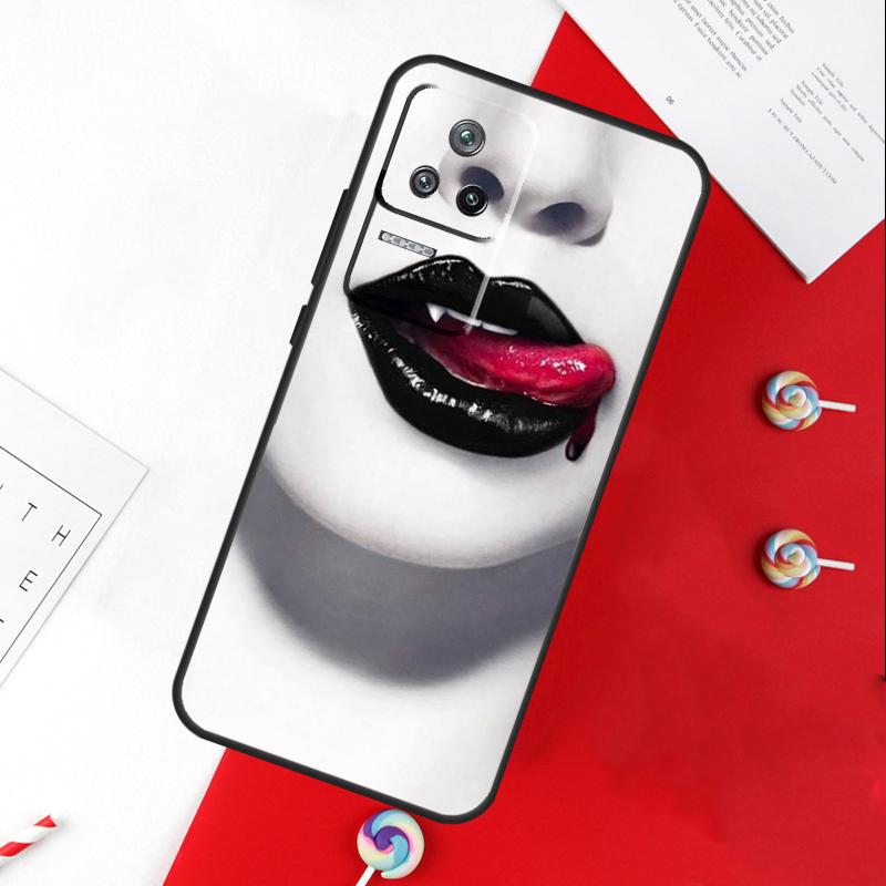 

Sexy Vampire Lips Cover For Xiaomi 14 Ultra 15 13 11T 12T 13T 14T Pro POCO X7 Pro X3 X5 X6 M6 F5 F6 Pro Case For Mi 11T (11T Pro)