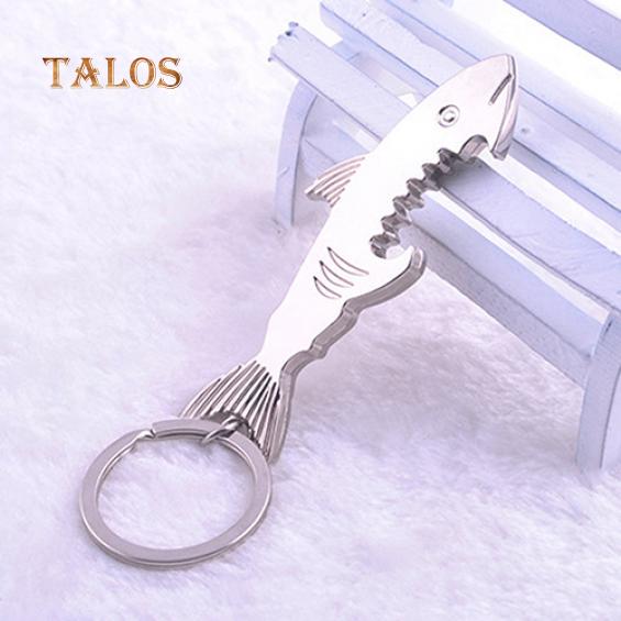 Fashion Shark Pendant Key Ring Keychain Bottle Opener Metal Versatile Keyfob Suspension Trinket