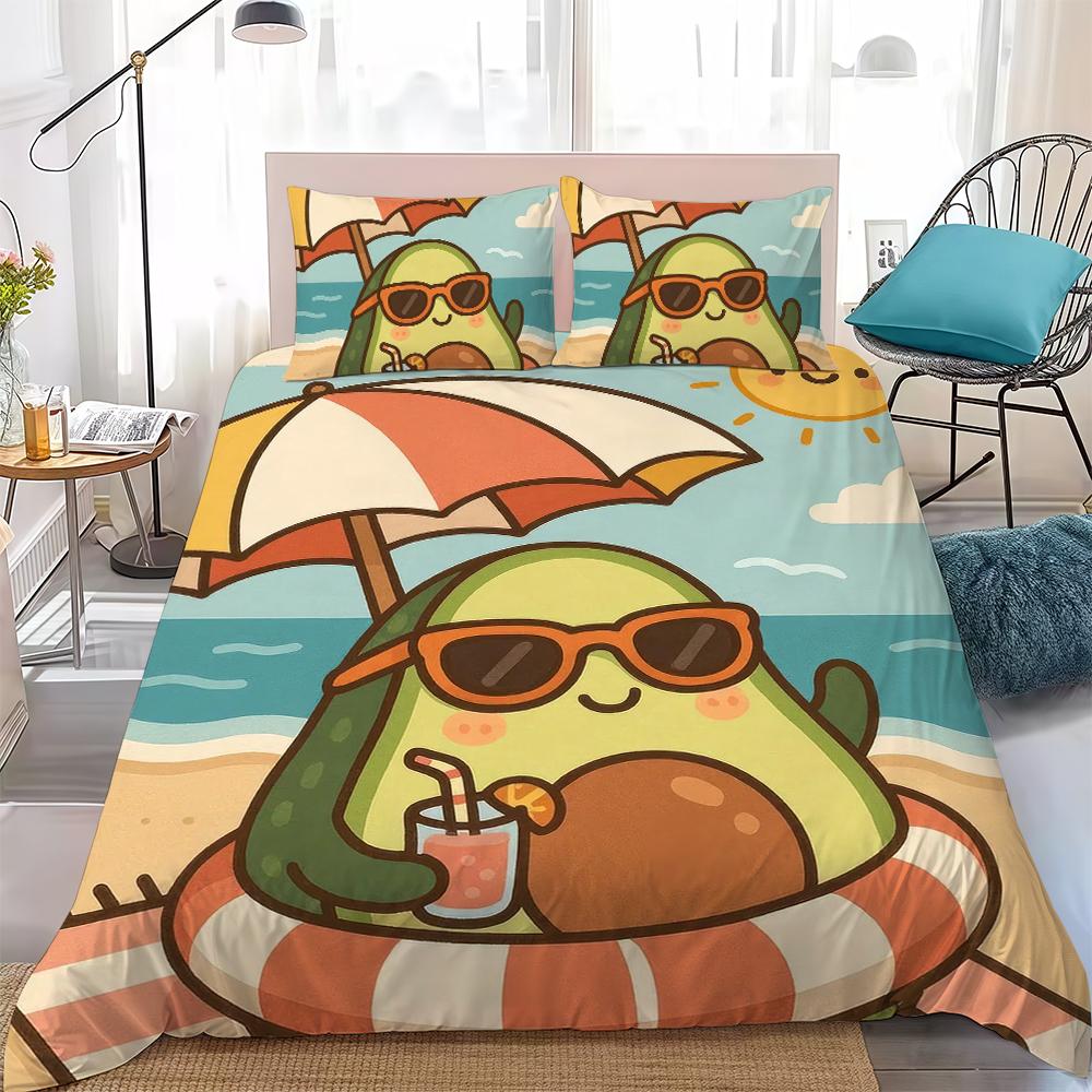 Cute Avocado Duvet Cover Set Home Style Bedding Soft Laundry Cotton Bed 3 Piece Set Student Dormitory Gift