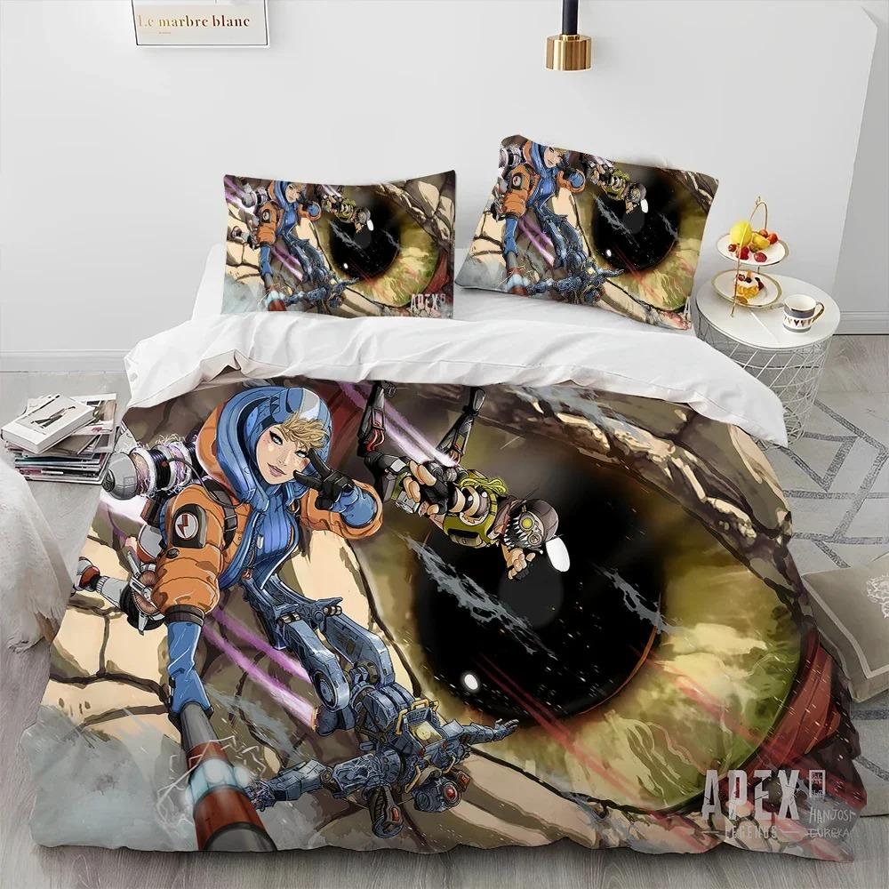 A-Apex Legends Game Gamer Cartoon Comforter Bedding Set,Duvet Cover Bed Set Quilt Cover Pillowcase,king Queen Size Bedding Set
