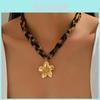 Summer Cross Necklace With Shell And Leopard Print Pendant For Women