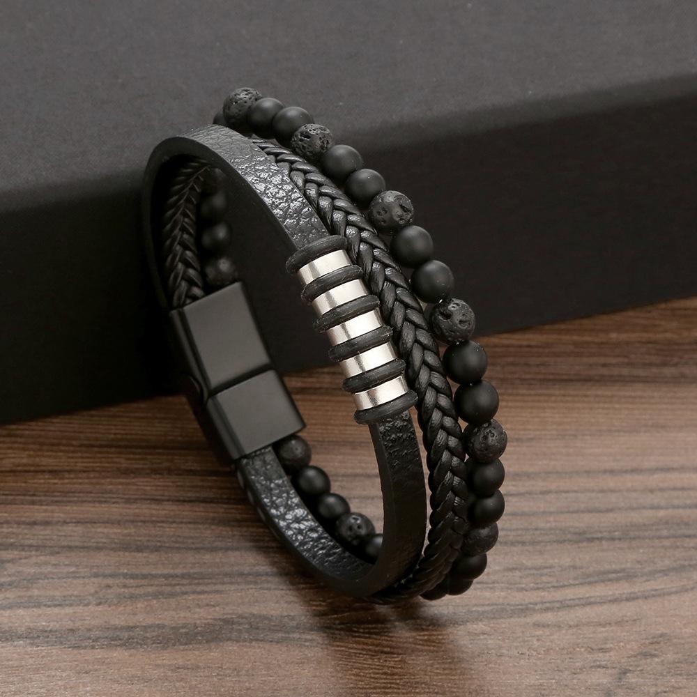 New Design Multilayer Hand Woven Genuine Leather Bracelets And Bracelets Men'S Alloy Fashion Bracelet Gifts
