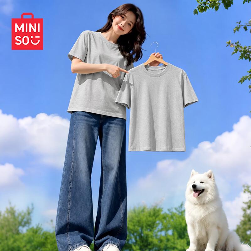 MINISO Women s Loose Fit Pure Cotton Short Sleeve Tee L