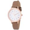 Fieldwork Kanaf Analog Watch, Thin, Pink Gold with Leather Strap, Brown, Women's, ASS158-5