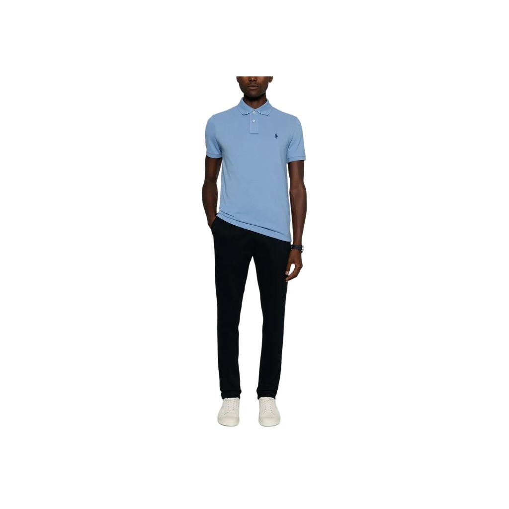 Polo Ralph Lauren Solid Color Logo Embroidered Straight Fit Short Sleeve Polo Shirt Men tops Light-Blue 710534735-439