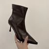Autumn Winter Women Slim Ankle Boots Fashion Elegant Pointed Toe Shoes Thin High Heel Women's Morder Short Booties