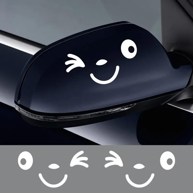 Car Reviewer Mirror Vinyl Stickers for BMW Ford Nissan Kia Jeep Lada Toyota Auto Cute Smile Graphics Decals Tuning Accessories