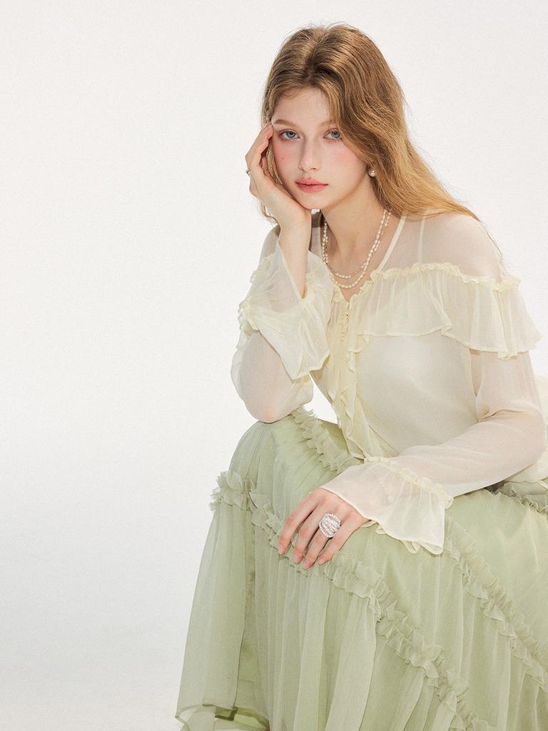 Sinseuden Porcelain Sheer Blouse Set