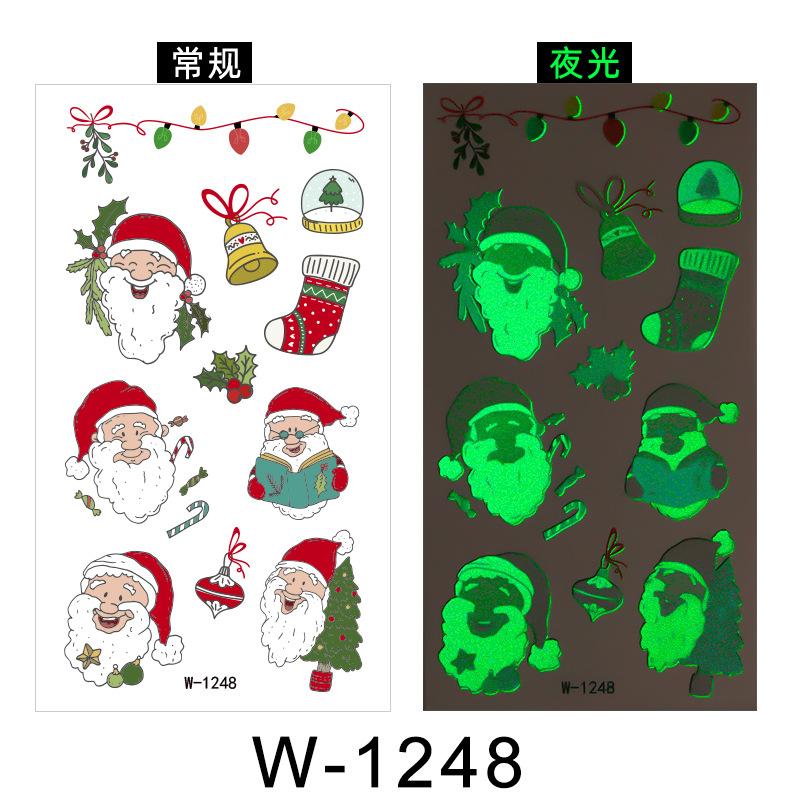Cartoon Tattoo Sticker Waterproof Christmas Luminous Tattoo Sticker Cute Temporary Tattoo