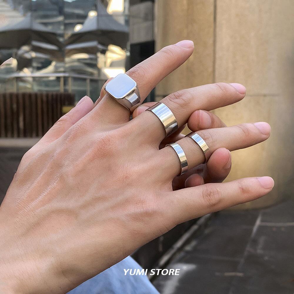 Модный Геометрический Набор Колец Для Мужчины Женщины Хип-Хоп Минималистичный Набор Колец На Палец Оптовая Продажа Очаровательные Уличные Панк Подарки