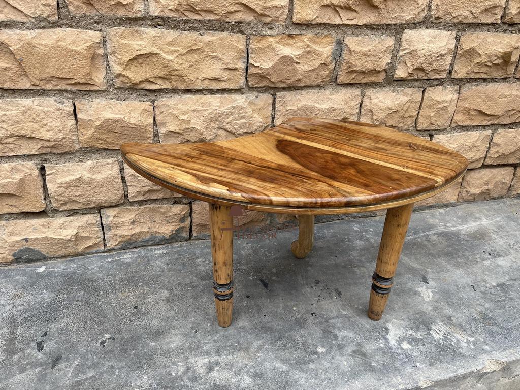 Wooden Accent Table Unique Artisan Wooden Coffee Table Solid Wood Side Table Organic Shaped Wooden Stool, Furniture Teakwood Side Table