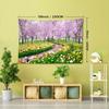1pc Green Grassland Cherry Blossom Tree Tapestry Wall Hanging, Room Decor, Bedroom Decor, Living Room Background, Natural Style Backdrop Cloth, Tapest