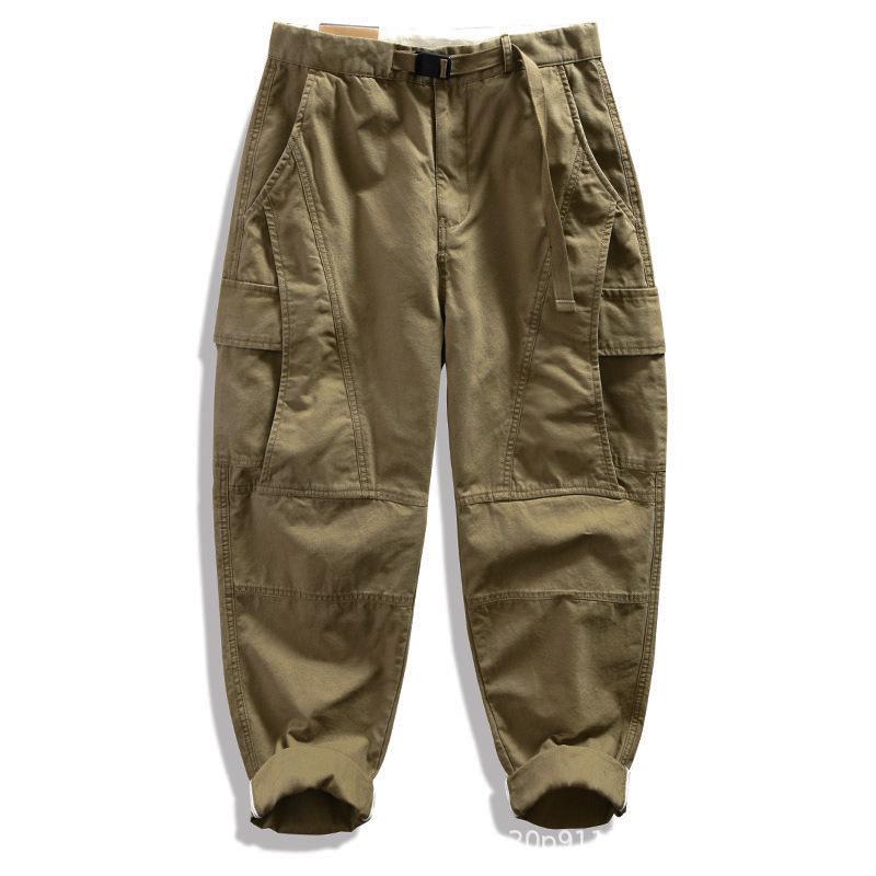 Retro multi-pocket overalls men's heavy spring washed straight loose cone casual pants