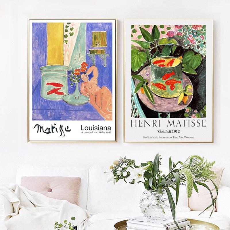 

Скандинавская картина маслом «Золотая рыбка» Генри Матисса, холст, картина, украшение для гостиной, картина маслом, диван, фон, настенная живопись