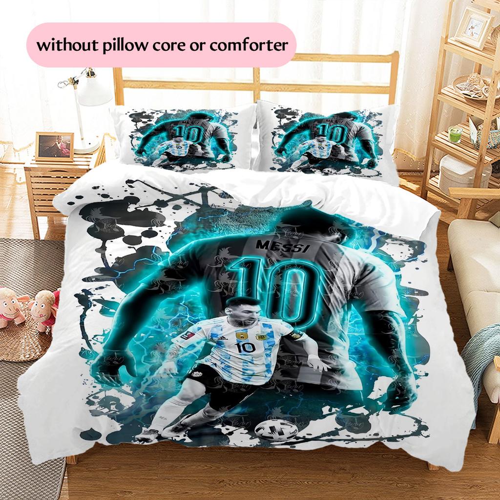 Lionel Messi Pattern Bedding Home Decoration Birthday Gift (1 * Duvet Cover + 2 * Pillowcase, Without Core),fan Merchandise.