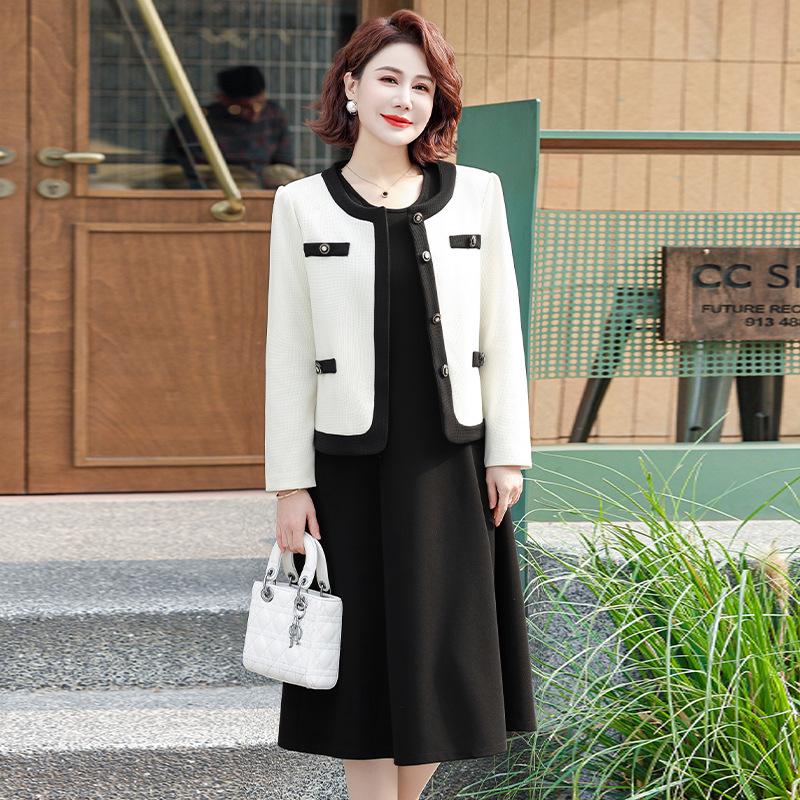 2025 Little Fragrance Style Spring-Autumn Two-Piece Set for Middle-Aged Women