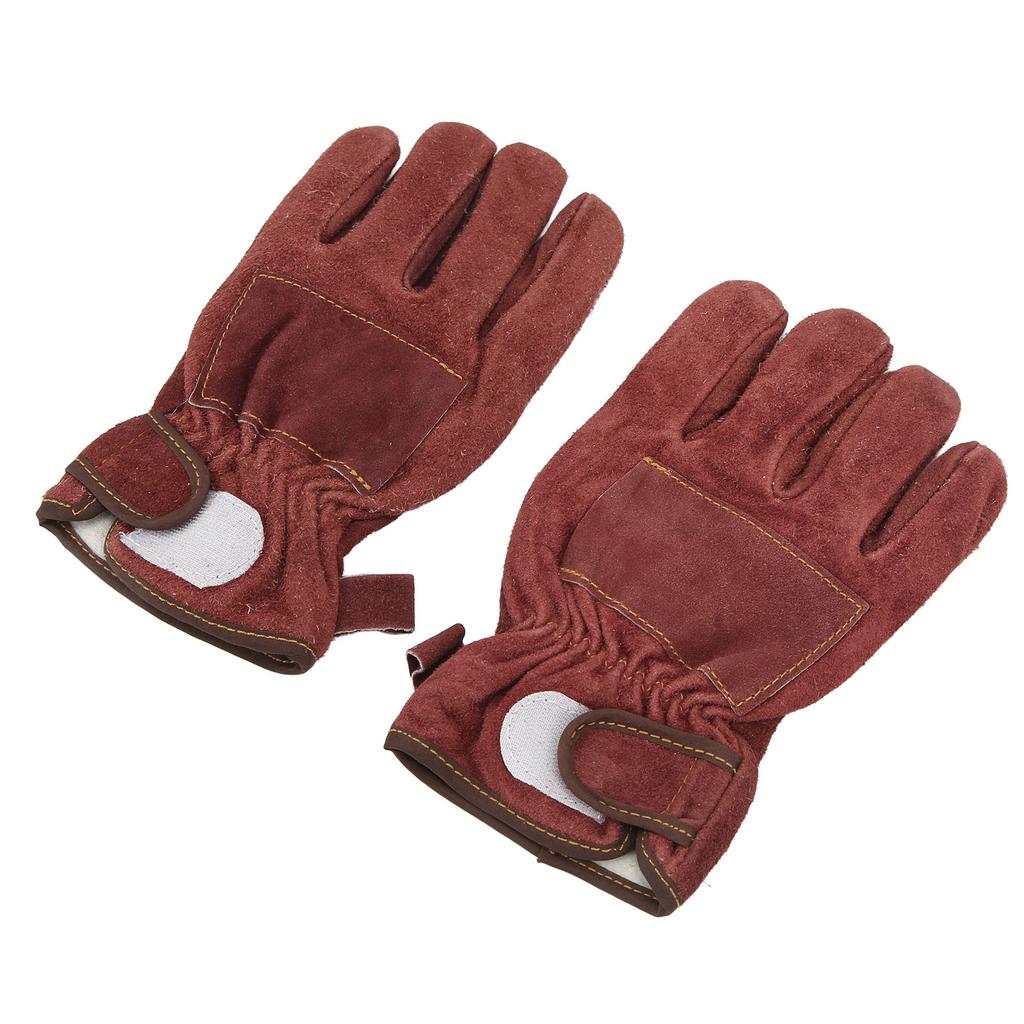 Heat Resistant Gloves Calf Leather Polyester Hand   BBQ Grill Oven Mitts Short Type