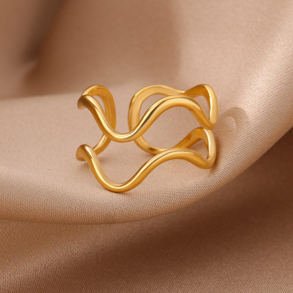 Minimalist Stainless Steel Line Open Rings For Women Gold Wedding Aesthetic Ring Designer Jewelry Accessories BFF Anillo