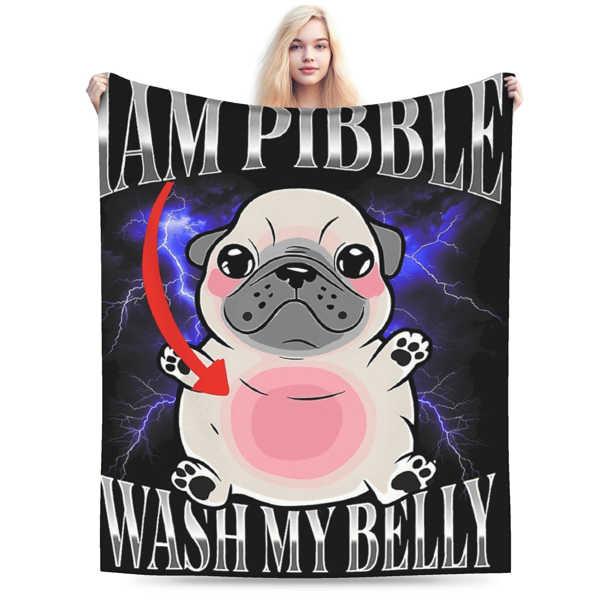 

Funny I am Pibble Dog Puppy Blanket Warm Soft Pattern Plush Throw Blanket For Students Couch Bed Flannel Bedspread Bed Cover 75x90cm