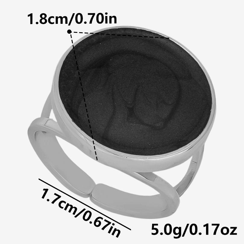 Different Style Silver Color Ring Black Oil Drop Open Adjustable Stainless Steel Rings For Women Men Accessories Enamel Jewelry